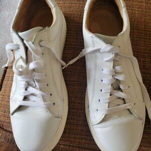 White leather athletic shoes